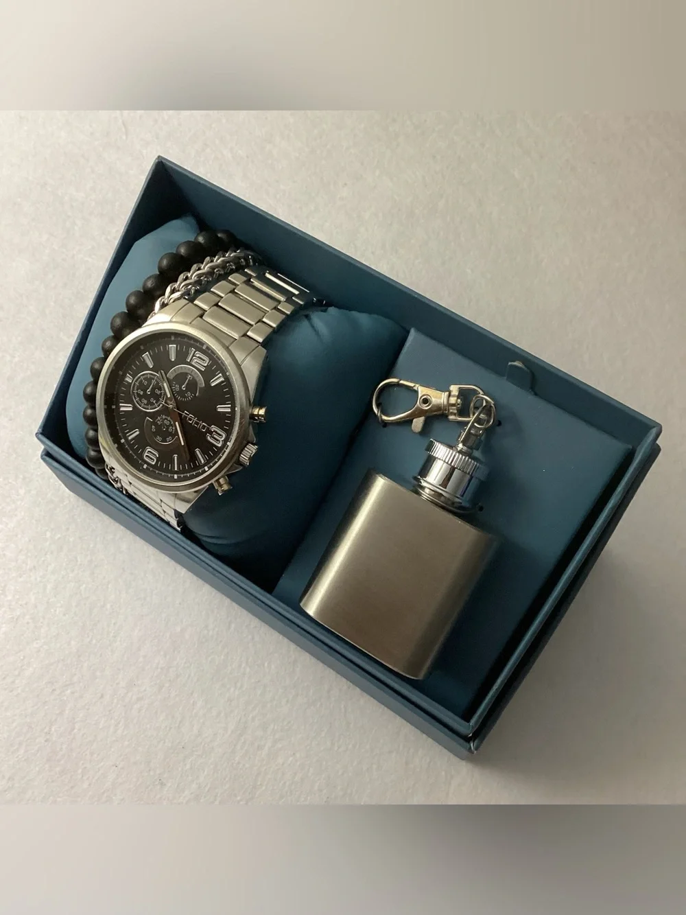 Folio Three-Hand Silver-Tone Watch Gift Set 45mm FMDFL6075